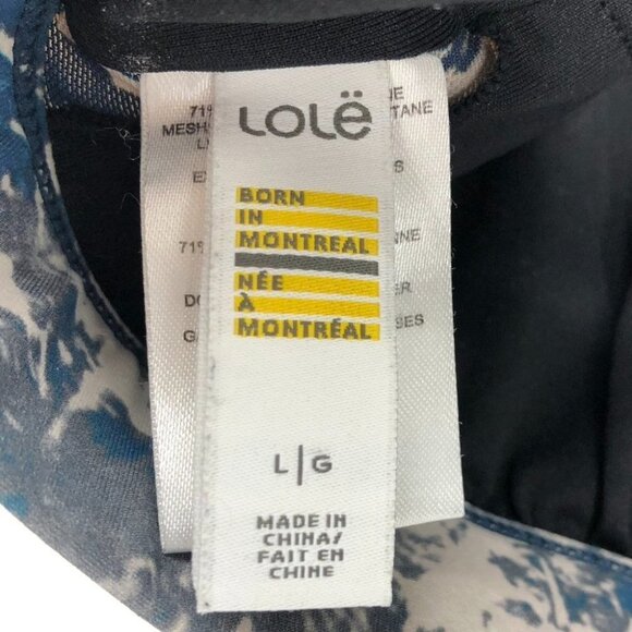 Lolë blue white swirl high  impact sports bra women’s LG *shortened straps* - Picture 6 of 14